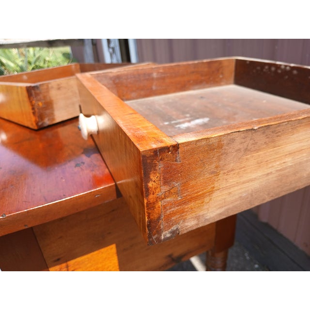 Antique Cherry and Tiger Maple Two Drawer Stand 1860s For Sale - Image 14 of 18