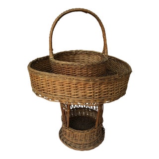 20th Century Two Tier English Flower Gathering Basket For Sale