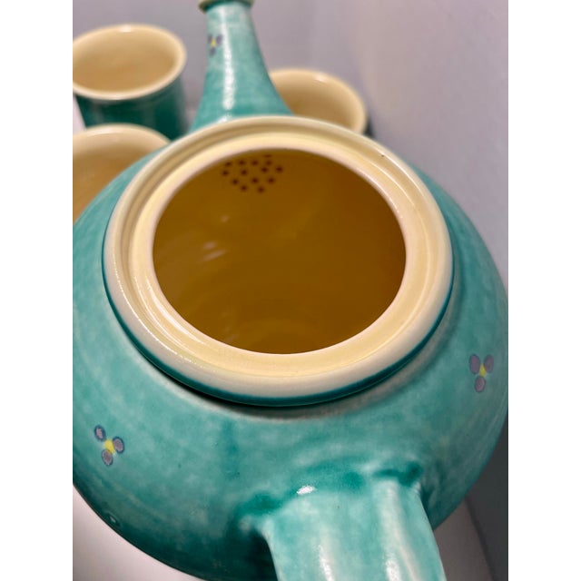 Vintage Studio Art Pottery Tea Set: Teapot Warmer Mugs Lidded Jar Artist Signed- 10 Pieces For Sale - Image 4 of 11