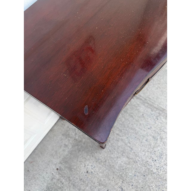 Wood Vintage Federal Hepplewhite Style Mahogany Console Table Flip Top Game Table For Sale - Image 7 of 12