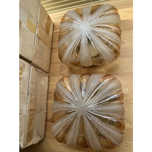 Midcentury Modern German Glass Flush Mounts by Wila Leuchten, 1970s, Set of 2 For Sale - Image 6 of 15