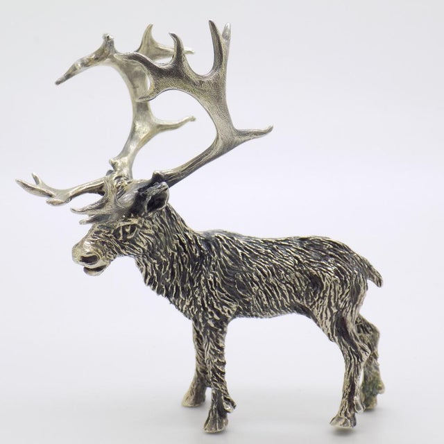 Large Vintage Italian Handmade Genuine Silver Stag Deer Figurine by Mario Cerreti, 1960s For Sale - Image 16 of 16