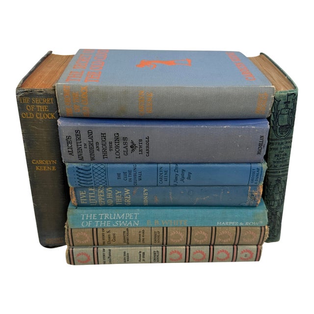 Group of 9 Assorted Antique Shades of Blue Books For Sale