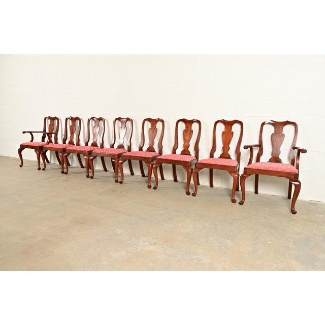 Henkel Harris Queen Anne Solid Cherry Wood Dining Chairs, Set of Eight For Sale - Image 14 of 14