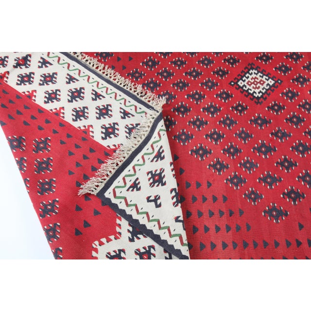 1920's Fine Antique Sarkoy Flatweave Kilim in Red & Ivory-8'11' X6 7'' For Sale In Tampa - Image 6 of 12