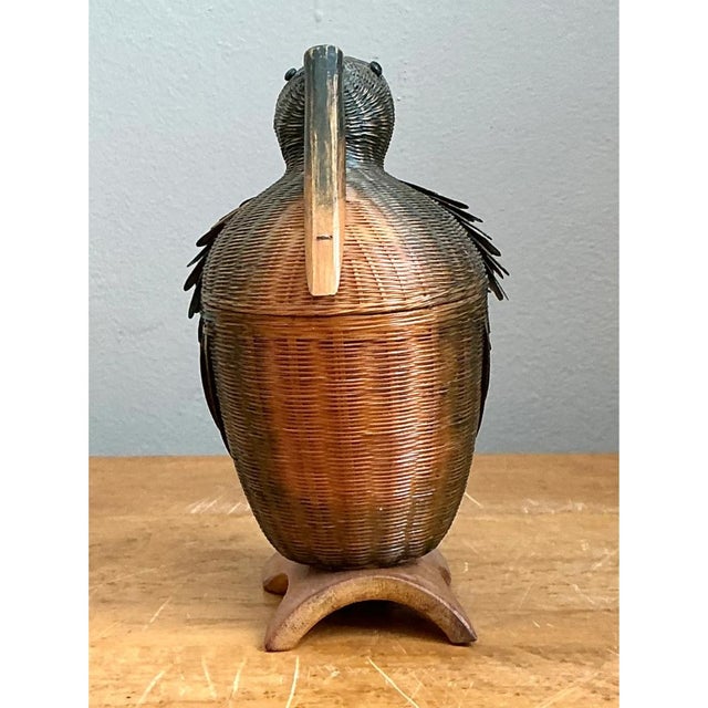 Wood Vintage Shanghai Weave Rattan Pelican Basket For Sale - Image 7 of 13