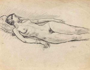 Mino Maccari, Reclined Nude, Drawing on Paper, 1930s