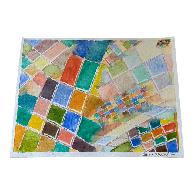 Vintage Abstract Watercolor Painting For Sale