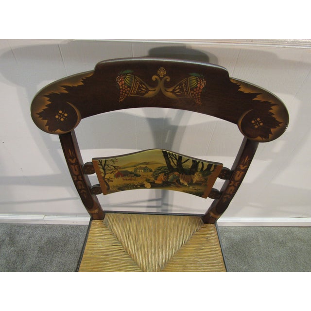 1980s Hitchcock Paint Decorated Thanksgiving Chair For Sale - Image 5 of 9