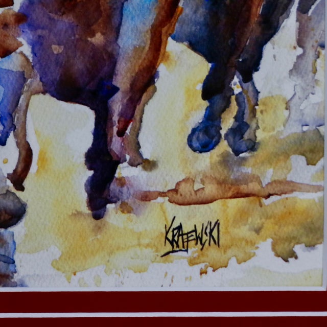 This beautiful and colorful watercolor is of a group of racehorses during a race. I absolutely love the vibrant colors Ron...