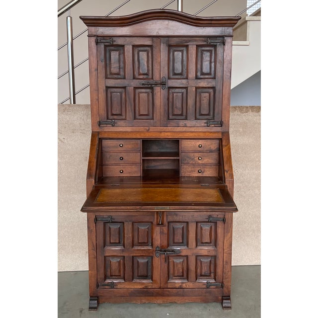 Spanish Late 19th Century Spanish Walnut Bureau Bookcase ‘Secretaire’ For Sale - Image 3 of 13