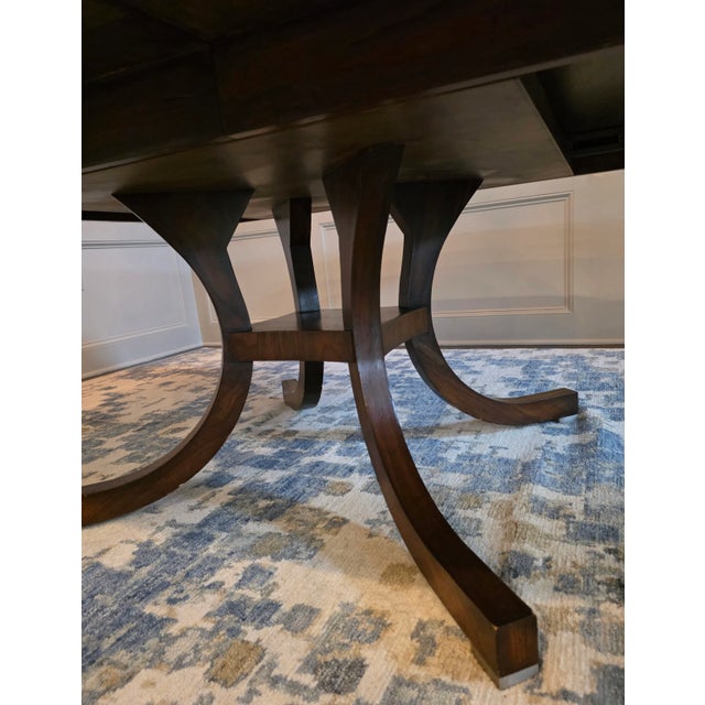 Wood Walnut Dining Table With Brass Inlay Details For Sale - Image 7 of 9