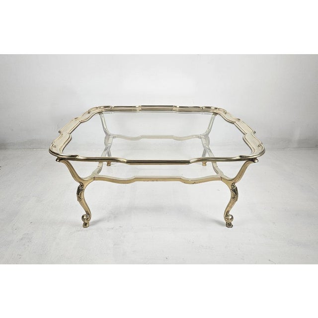 Metal Italian Glass and Cast Bronze Coffee Table, 1980s For Sale - Image 7 of 12