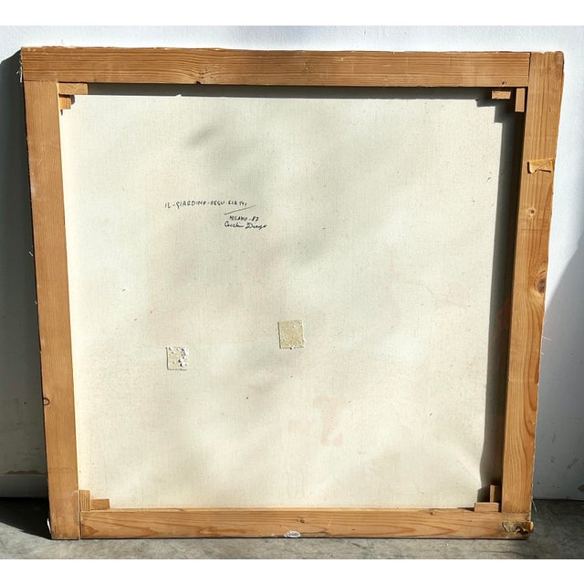 Vintage Italian Futuristic Surrealist Painting "Il Giardino-Degli Eletti" by Diego Cecchin (1987) For Sale In Providence - Image 6 of 11