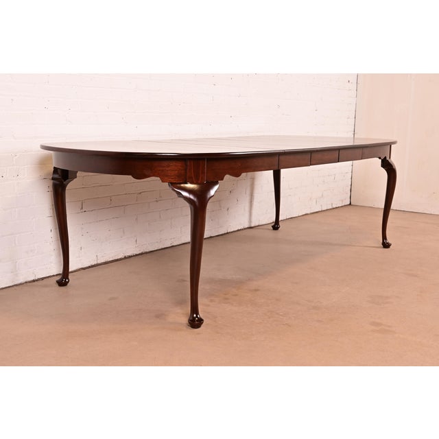 Henkel Harris Henkel Harris Queen Anne Solid Mahogany Extension Dining Table, Newly Refinished For Sale - Image 4 of 15