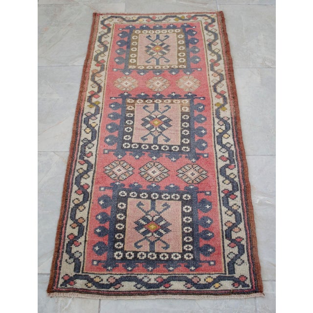 1970s Hand Knotted Door Mat, Entryway Rug, Bath Mat, Kitchen Decor, Small Rug, Turkish Rug - 1′10″ × 3′10″ For Sale - Image 13 of 13