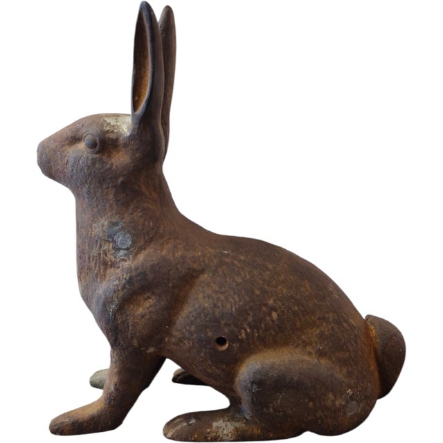 Shabby Chic 1930s Large Cast Iron Bunny, A Pair For Sale - Image 3 of 6