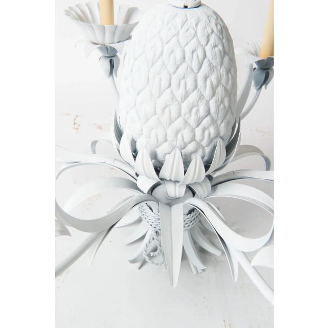 1960s White Painted Metal Pineapple Chandelier For Sale - Image 9 of 11