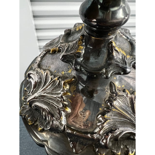 Silver Vintage Victorian Pair of Candelabra For Sale - Image 8 of 11