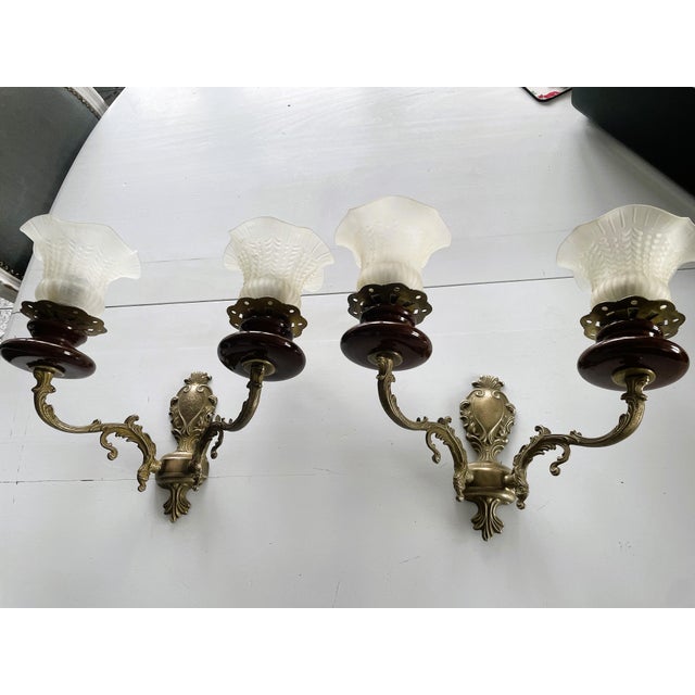Polam-Meos Warsaw Wall Lamps in Brass and Ceramics, Set of 2 For Sale - Image 10 of 16