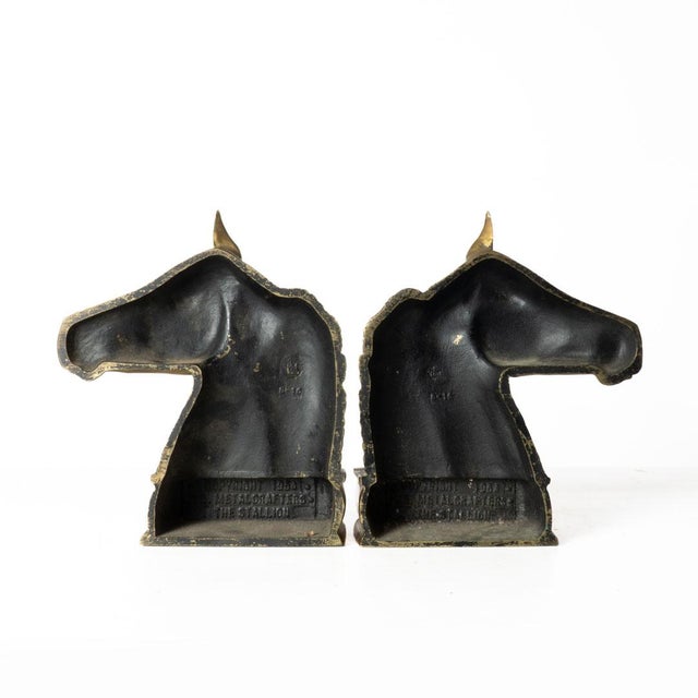1950s Brass Virginia Metalcrafters Horse Bookends 1950's For Sale - Image 5 of 9