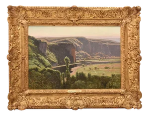 William Didier Pouget, Corrèze Valley with River, 20th Century, Oil on Canvas, Framed