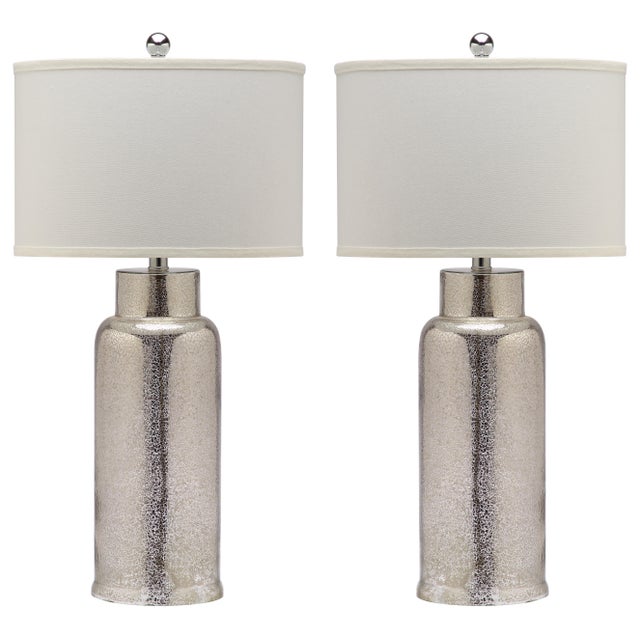 29 Inch H Sleek Glass Table Lamp in Ivory & Silver - a Pair For Sale - Image 9 of 9