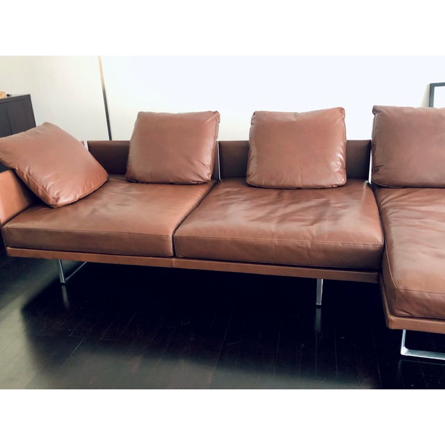 Attributed to Cassina "Toot" Sofa by Piero Lissoni – Custom Made Brown Leather For Sale - Image 9 of 9