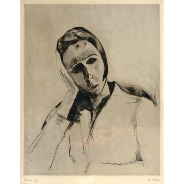 Pierre Guastalla, Portrait, Etching, 20th Century For Sale - Image 3 of 3