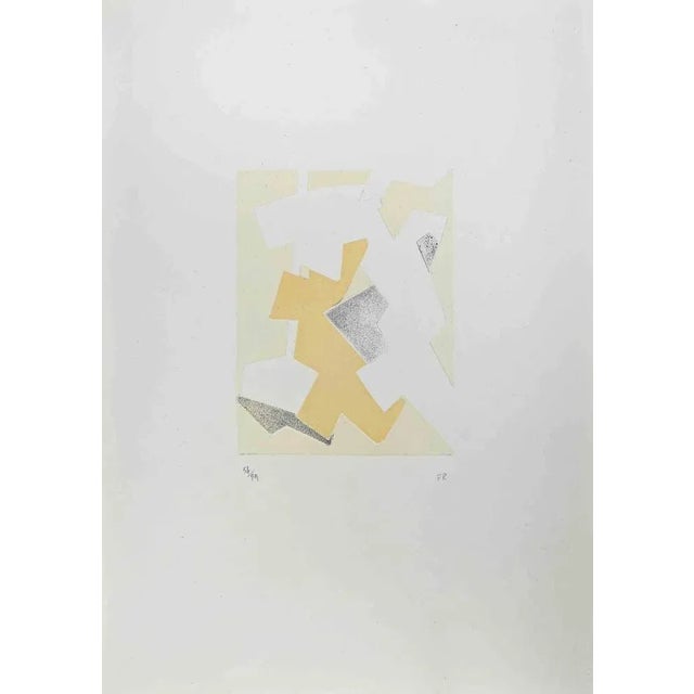 Composition is an etching and collage on paper realized by Hans Richter in 1973. Published by La Nuova Foglio, a...