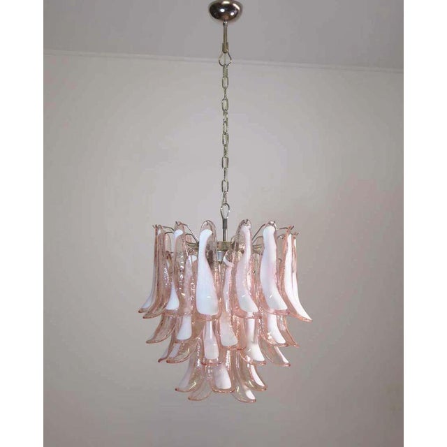 Italian Pink Petal Murano Chandeliers, Set of 2 For Sale - Image 13 of 17