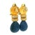 Metal 1980s Italian Carved Lapis Topaz Diamond 18k Gold Drop Earrings, Pair For Sale - Image 7 of 17