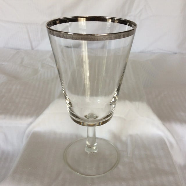 1970s 10 French Crystal Platinum Rim Water Goblets - Set of 10 For Sale - Image 5 of 13