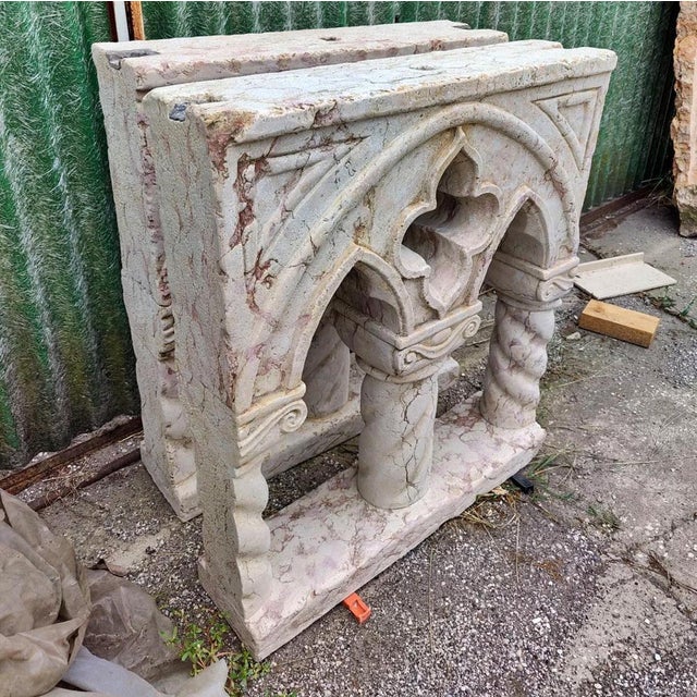 Spectacular Marble Mullioned Windows or Table Bases - H 76 Cm, Venice, Set of 2 For Sale - Image 5 of 9
