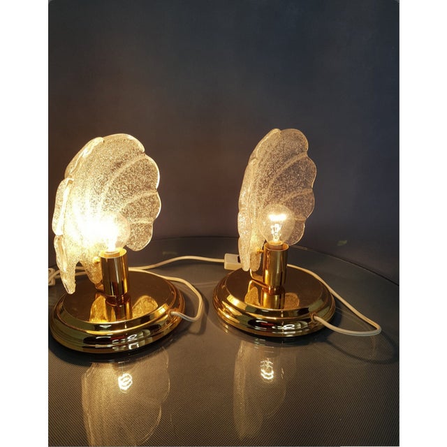 Murano Glass Palm Leaf Lamps by Barovier, Set of 2 For Sale - Image 4 of 11