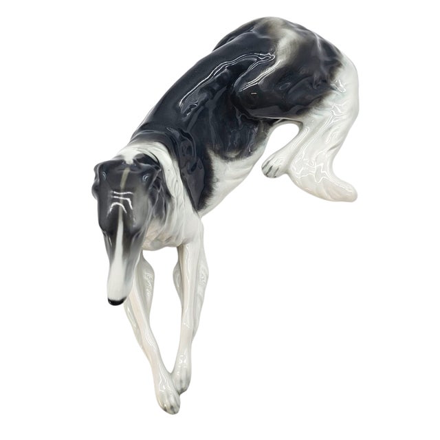 Art Deco 1947 Rosenthal Max Valentin Borzoi Russian Wolfhound Porcelain Figurine 10.5” For Sale - Image 3 of 8
