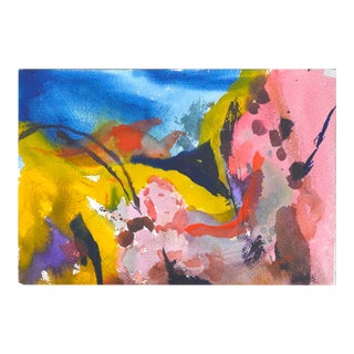 Colorful Abstract Watercolor on Paper, 1980s, 10x14.25 by Les Anderson For Sale