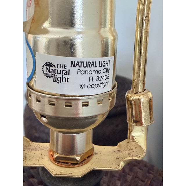 1990s Monumental Antique Rice Bin Woven Rattan Table Lamps by the Natural Light - a Pair For Sale - Image 12 of 12