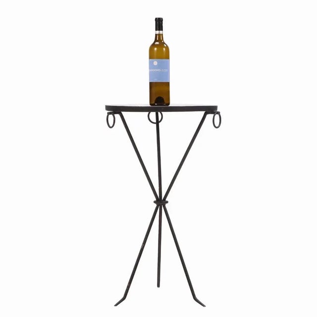 Mid-Century Modern An Iron and Mahogany Drink Table in the Manner of Jean-Michel Frank. For Sale - Image 3 of 4