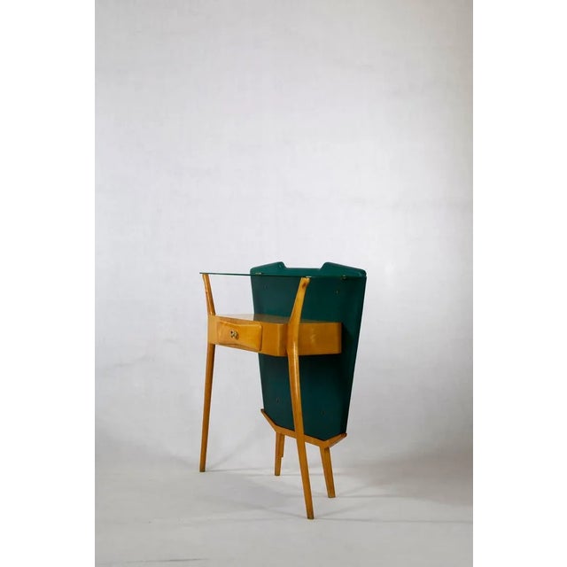 Mid-Century Modern Mid-Century Green Console Table with Stool, Set of 2 For Sale - Image 3 of 8