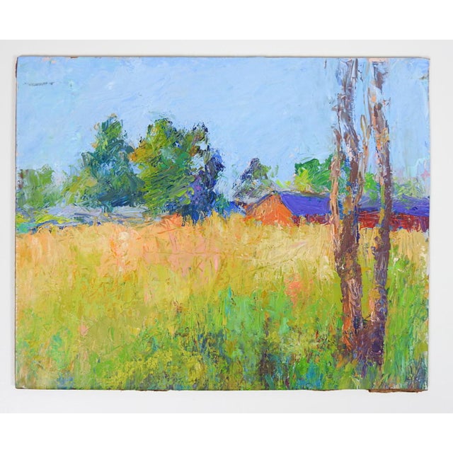 Late 20th Century Impressionist Landscape With Red Barn Painting For Sale In Seattle - Image 6 of 7