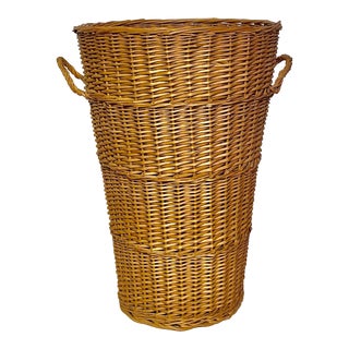 1870's Antique Large English Gathering Basket With Handles For Sale