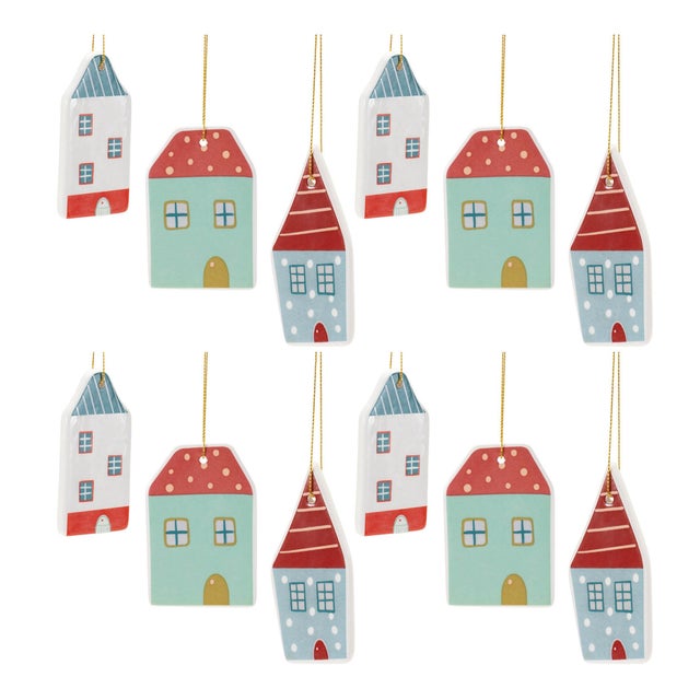 Ceramic Winter House Ornament (Set of 12) For Sale In Chicago - Image 6 of 6