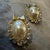 Gold 1980s Gilted Metal Rhinestones and Faux Pearls Italian Ribbon Clip-on Earrings For Sale - Image 8 of 10