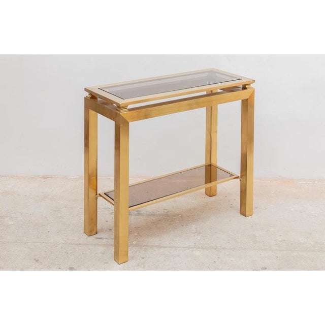 1970s Brass Console Tables attributed to Guy Lefevre for Maison Jansen, France, 1970s For Sale - Image 5 of 9
