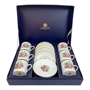 Royal Worcester England Set of Six Demitasse Cups and Saucers in Original Box