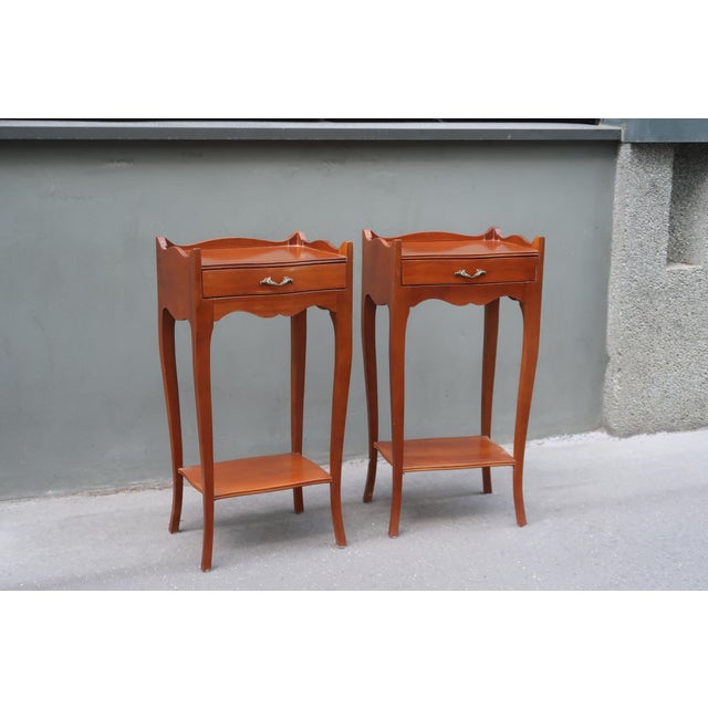 1970s Pair of French Louis XV Style Side Tables Nightstands For Sale - Image 10 of 15
