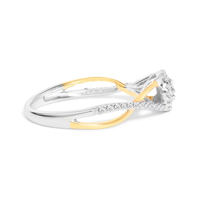 Draped in elegance and encased in modern romance, this mesmerizing promise ring features an exquisite blend of 14K yellow...