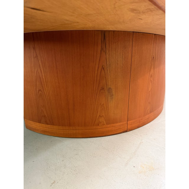 Dyrlund Danish Teak Executive Desk With Rounded Drum Pedestal Base, C. 1970s For Sale - Image 10 of 12