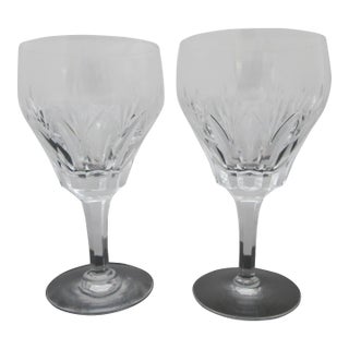 Stuart England Crystal Cardinal Large Wine Glass or Water Goblet Set of 2 For Sale